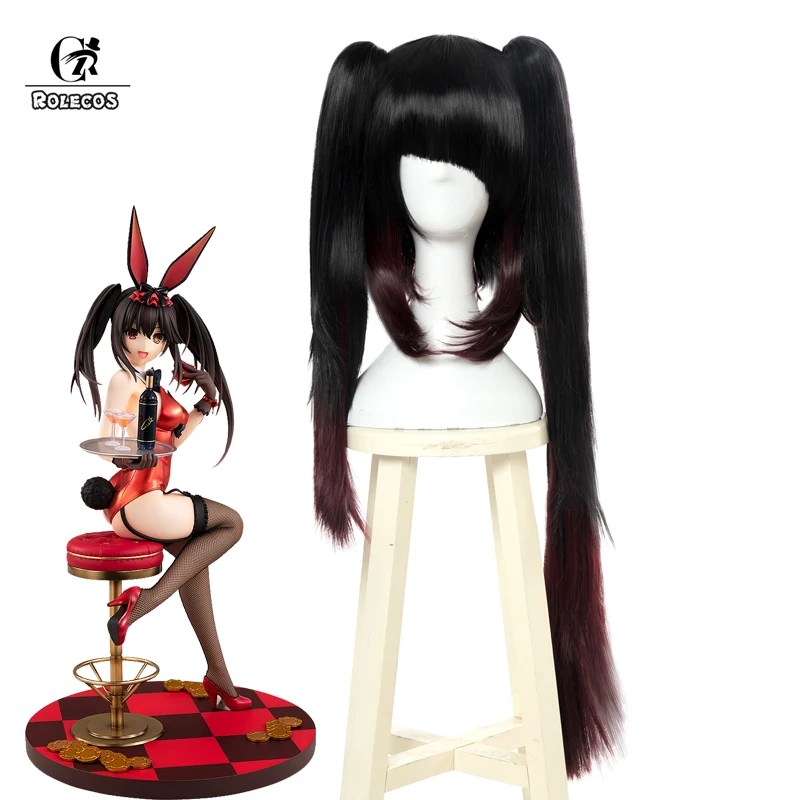 Парик для косплея ROLECOS Kurumi Tokisaki женские длинные волосы аниме с двойным хвостом