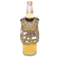 mini beer vest military tactical beer bottle pouch miniature molle vest beverage cooler water bag drink wine bottle cover holder