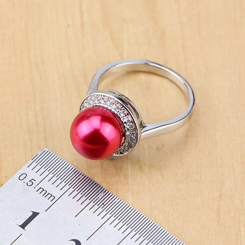 Комплект из колье и серёг серебра 925 пробы с искусственным жемчугом | Украшения