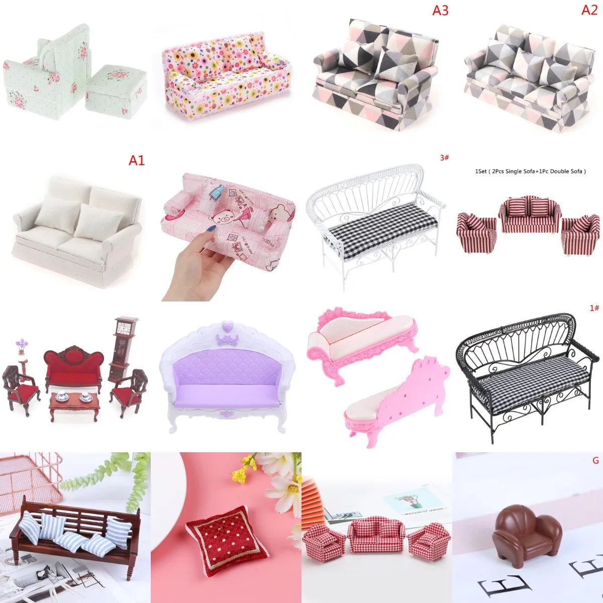 

Mini Cute Sofa Pillows Cushions Couch Chair Set For Dolls Children Simulation Dollhouse Furniture Toys 1:12 Miniature Doll House