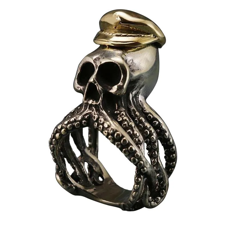 

FDLK Punk Style Octopus Pirate Captain Alloy Ring Unique Party Charm Accessories Men's Vintage Ring