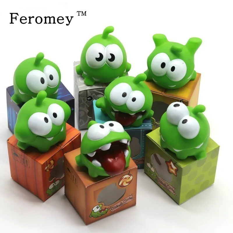 

7pcs/lot Cut The Rope Baby BB Noise Toy Cut The Rope OM NOM Candy Gulping Monster Figure Toy Vinyl Rubber Android Games Doll