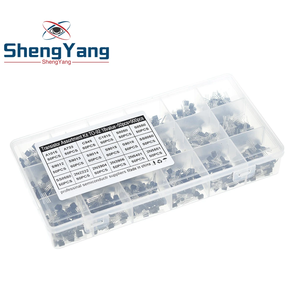 900 шт./кор. 18 значения TO-92 транзисторный набор A1015 2N2222 C1815 S8050 2N3904 2N3906 S9012 Силовые транзисторы NPN/PNP транзисторов набор