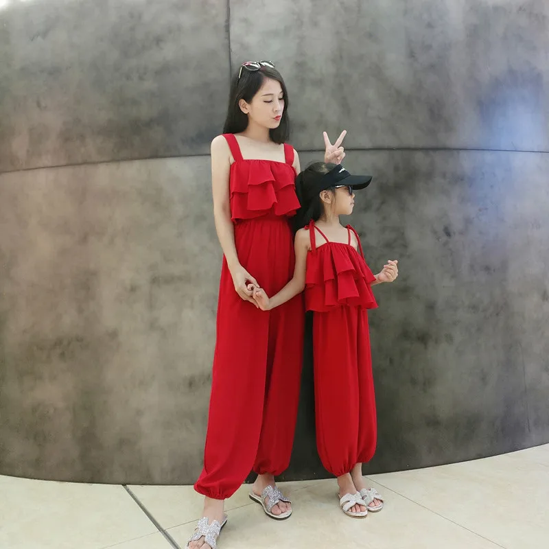 

Family Matching Mother Daughter Clothes Mom and Daughter Sundress Kids Parent Child Outfits Mom Romper Girls Clothing Sets CL003