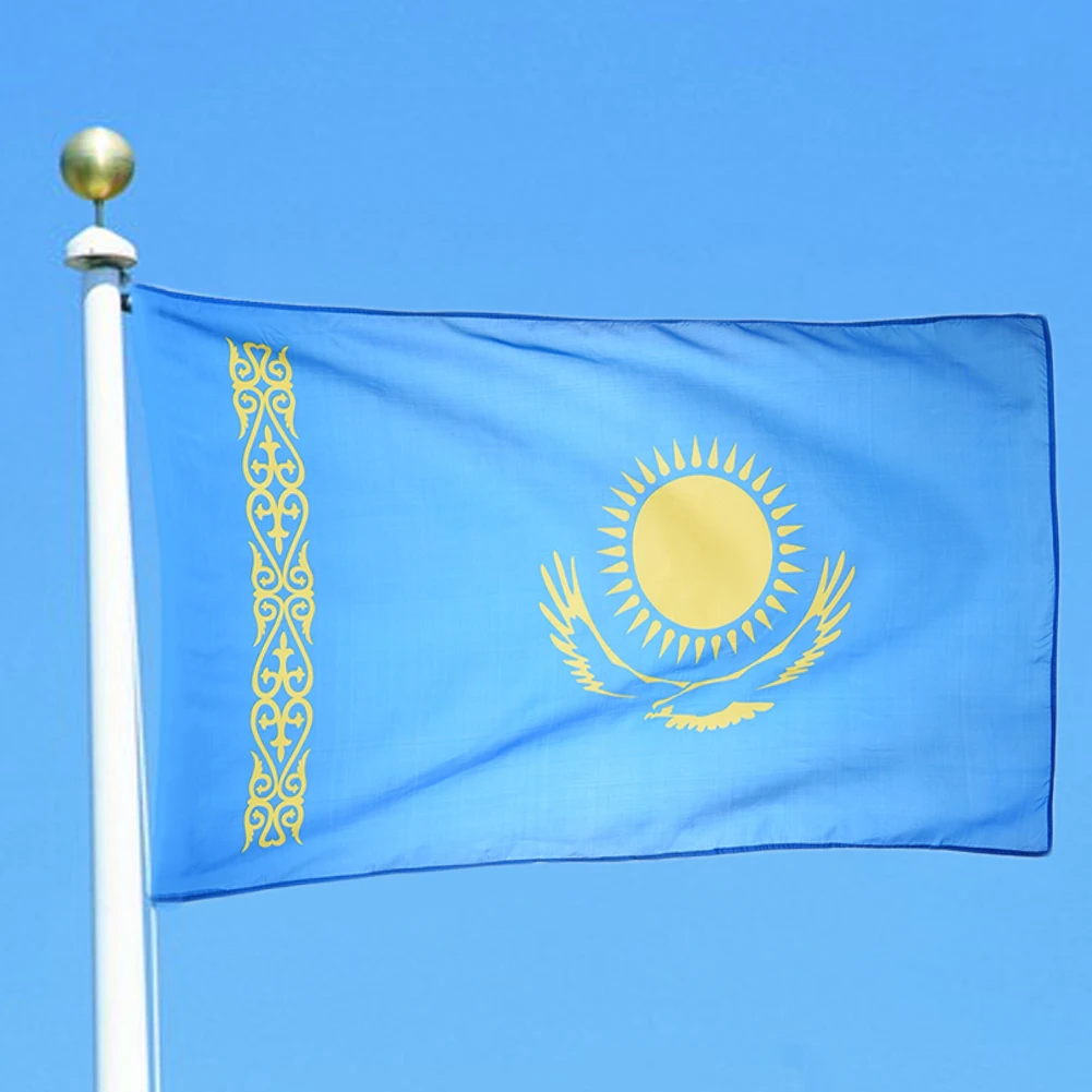 

1Pcs Kazakhstan Flag 90*150cm Hanging Flags Office/Activity/Home Decoration Banner For Festival The World Cup