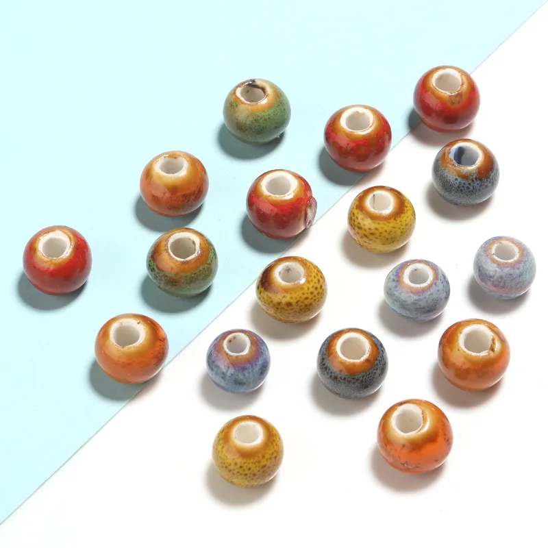

9mm 50PCS Fashion Ceramic Bead DIY Hole Beads Handmade Porcelain Beaded 6 Colors for Making Decorate Jewelry Accessories