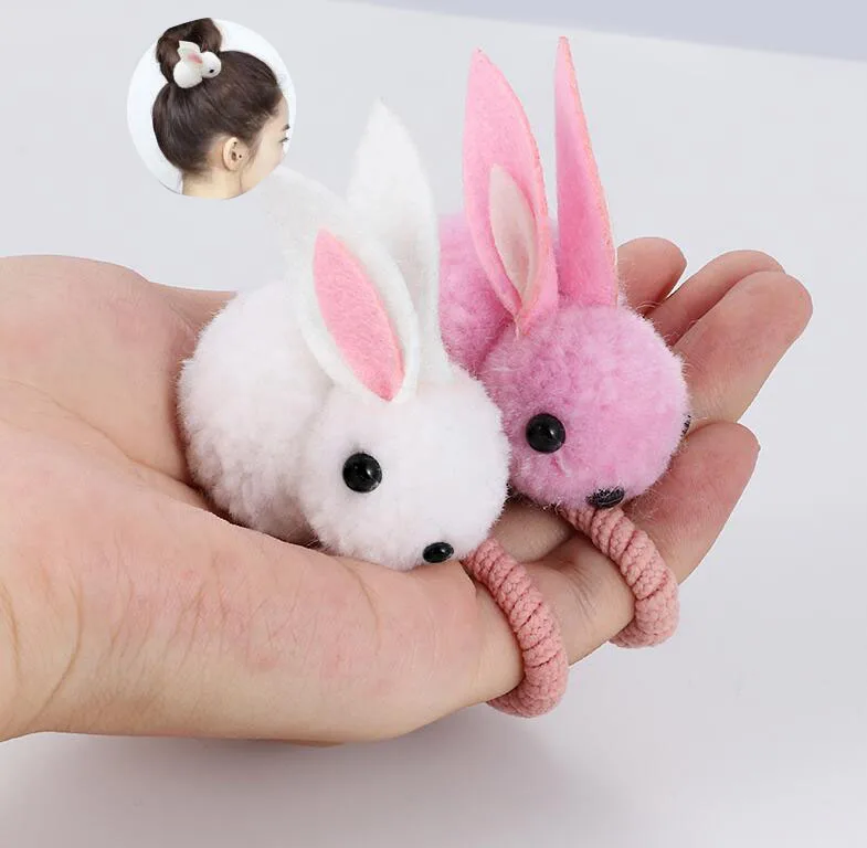 

Easter Fashion Cute Ball Rabbit Hair Ring Girls Tie Rope Elastic Rubber Hair Bands Hair Rope Children's Hair Accessories