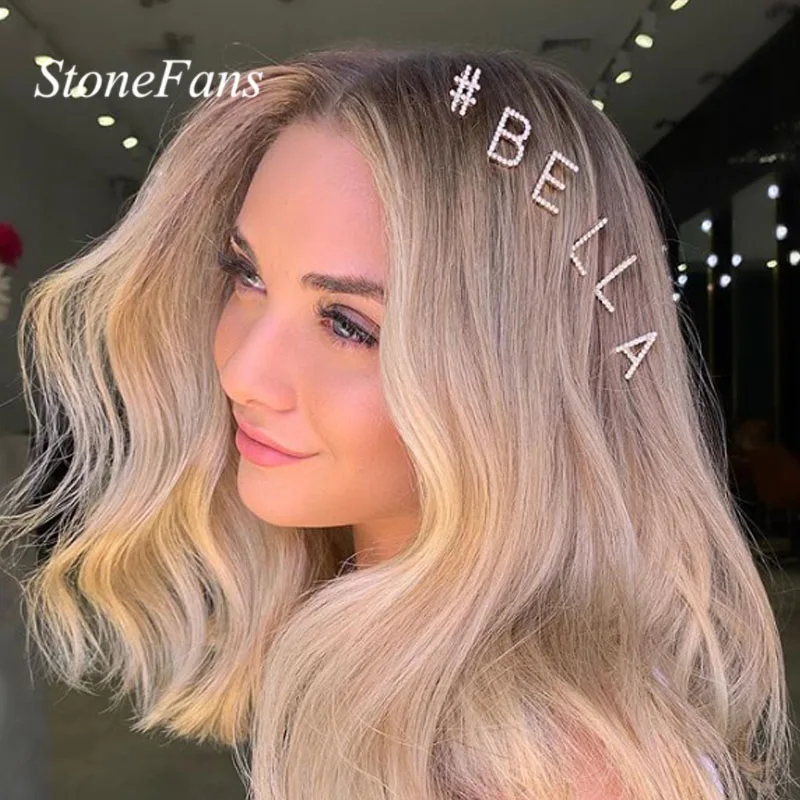 Stonefans кристалл на заказ заколка для волос слово письмо женщин элегантные