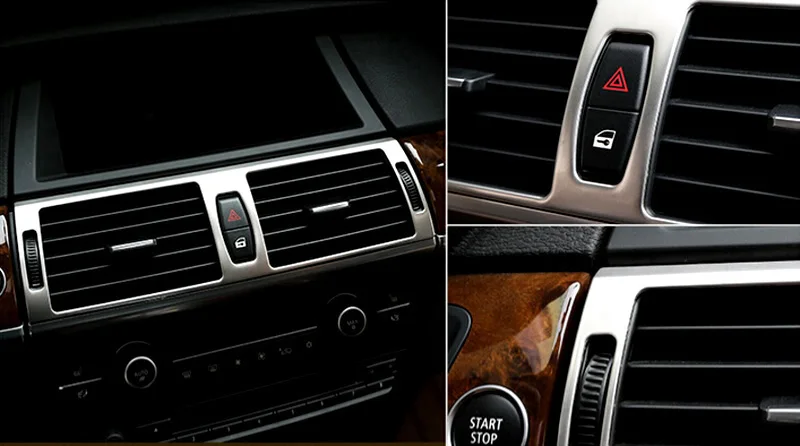 

For BMW X5 E70 2008-2013 Car Accessories Interior Sticker Steel Front Central Console Air Vent Outlet Frame Cover Trim