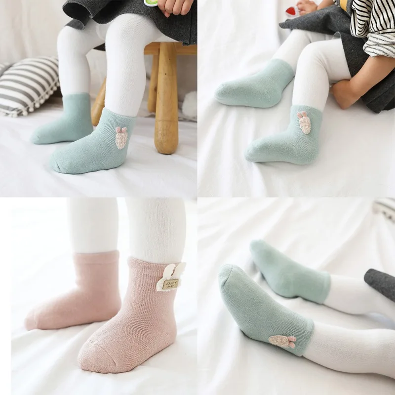 

Baby Slipper Socks With Terry Autumn/winter Casual Cartoon Accessories Thickened Non-slip Warm 1~3 Years Old Children's Slipper