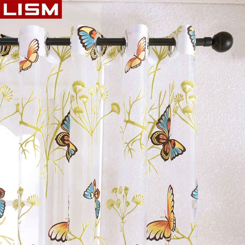 Тюлевые шторы с желтыми бабочками для гостиной спальни окна кухни прозрачные