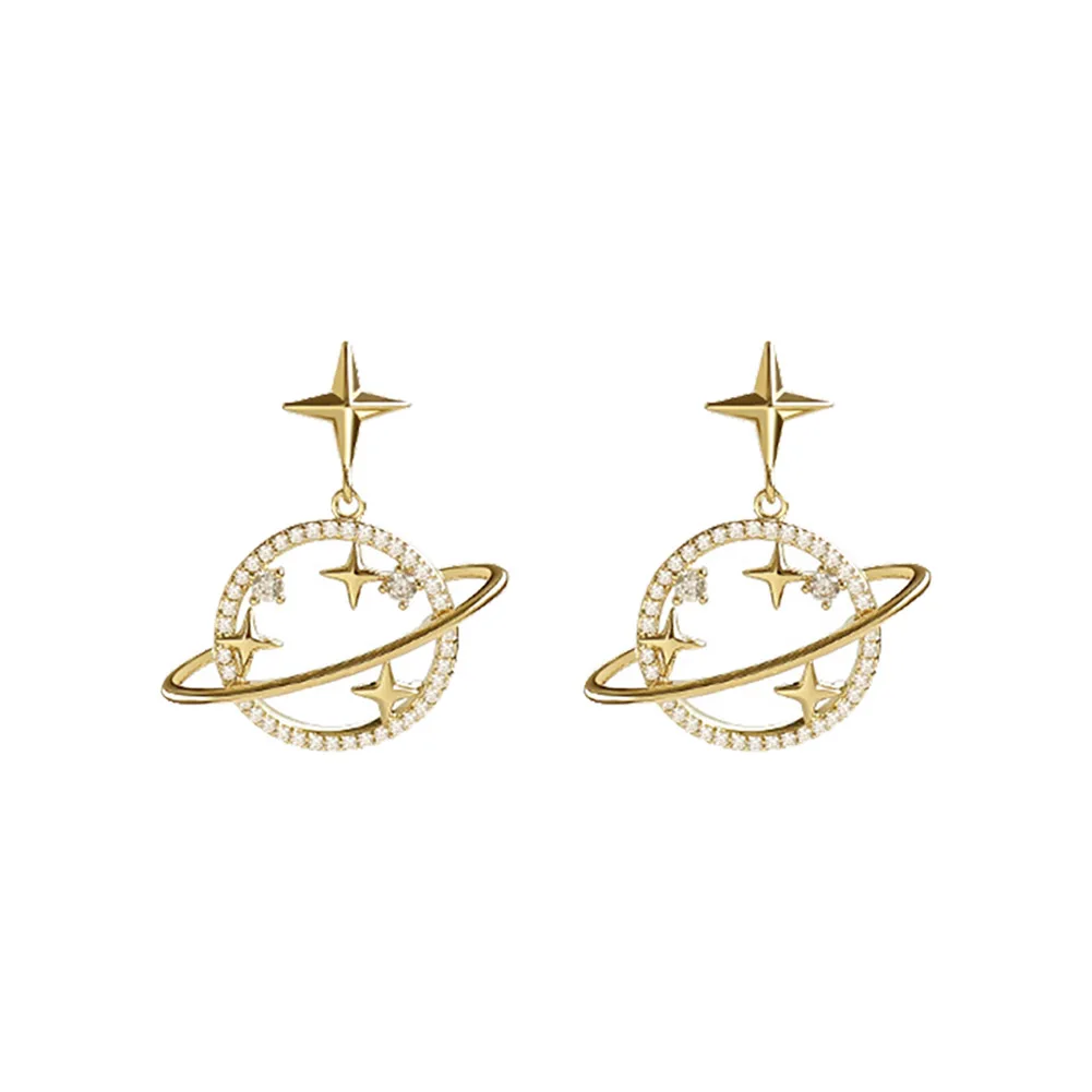 

1 pair of exquisite star stud earrings women's micro-paved cubic zircon earrings Simple cold wind trend earrings