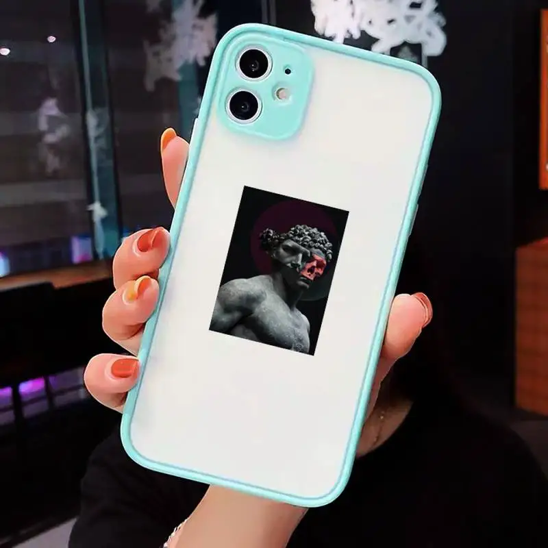 

Abstract Art Statue David funny Phone Case Matte Transparent for iPhone 7 8 11 12 s mini pro X XS XR MAX Plus cover funda