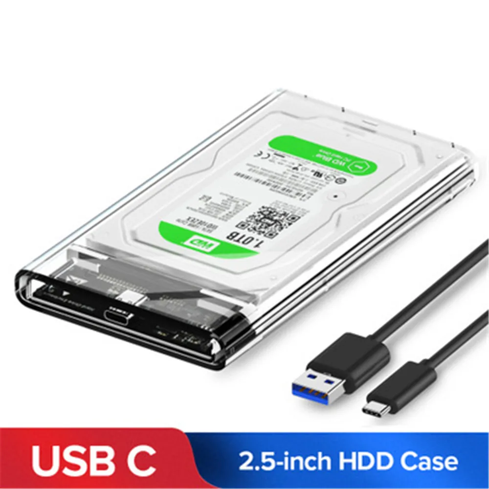 

2.5" USB 3.0 SATA Hd Box HDD Hard Disk Drive External HDD Enclosure Transparent Case Tool Free 5 Gbps Support 2TB UASP Protocol