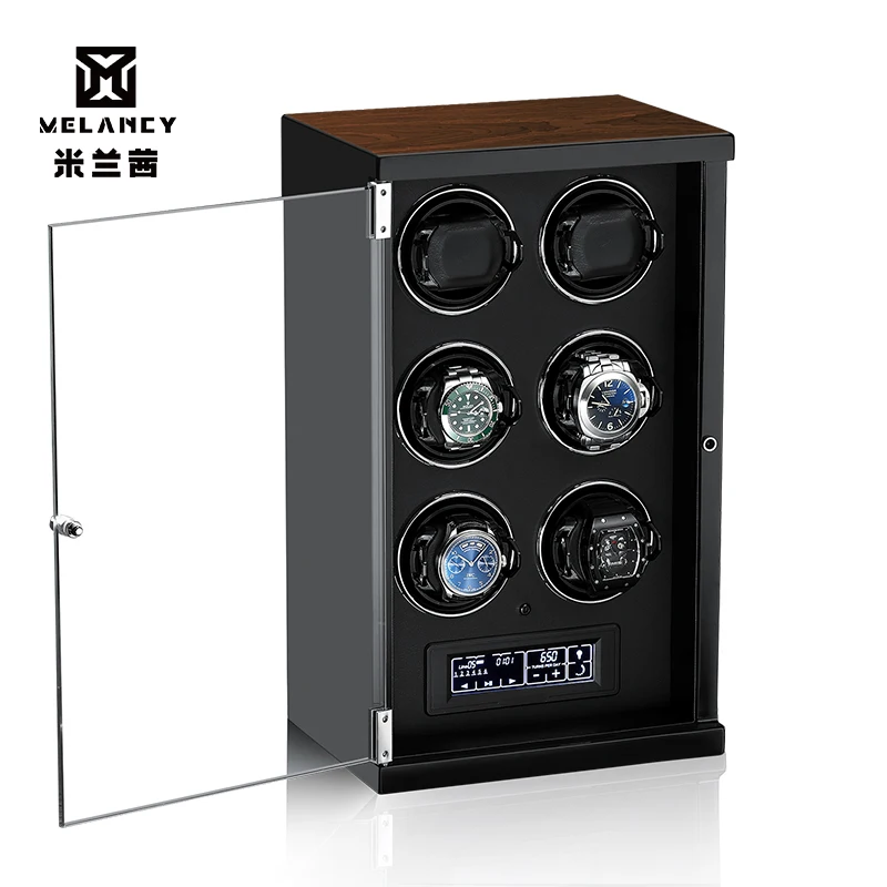 

Melancy Automatic Wooden Watch Winder Box Accessories Display Black Mechanical Rotating Watches Uhrenbeweger