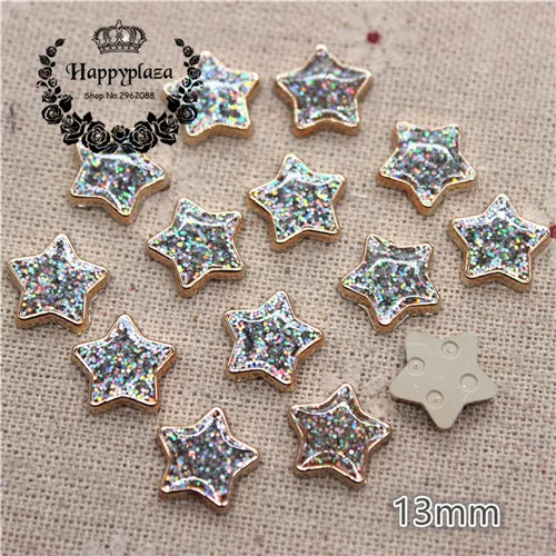 star 50pcs 50 шт блестки AB золотой круг сердце/звезда/бант пластиковые плоские кнопки DIY бижутерия для декорирования/ремесла аксессуары - Цвет: star 50pcs