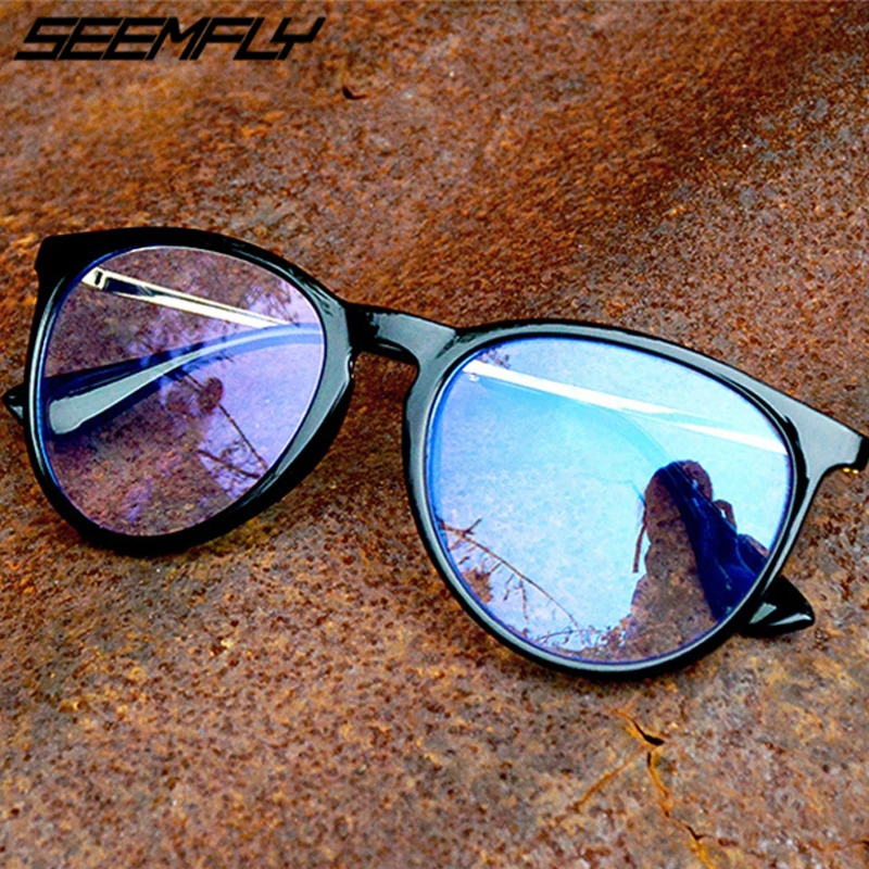 Seemfly компьютерные очки оправы для очков Анти-голубые световые очки антибликовые оправы для очков для женщин и мужчин круглые прозрачные линзы