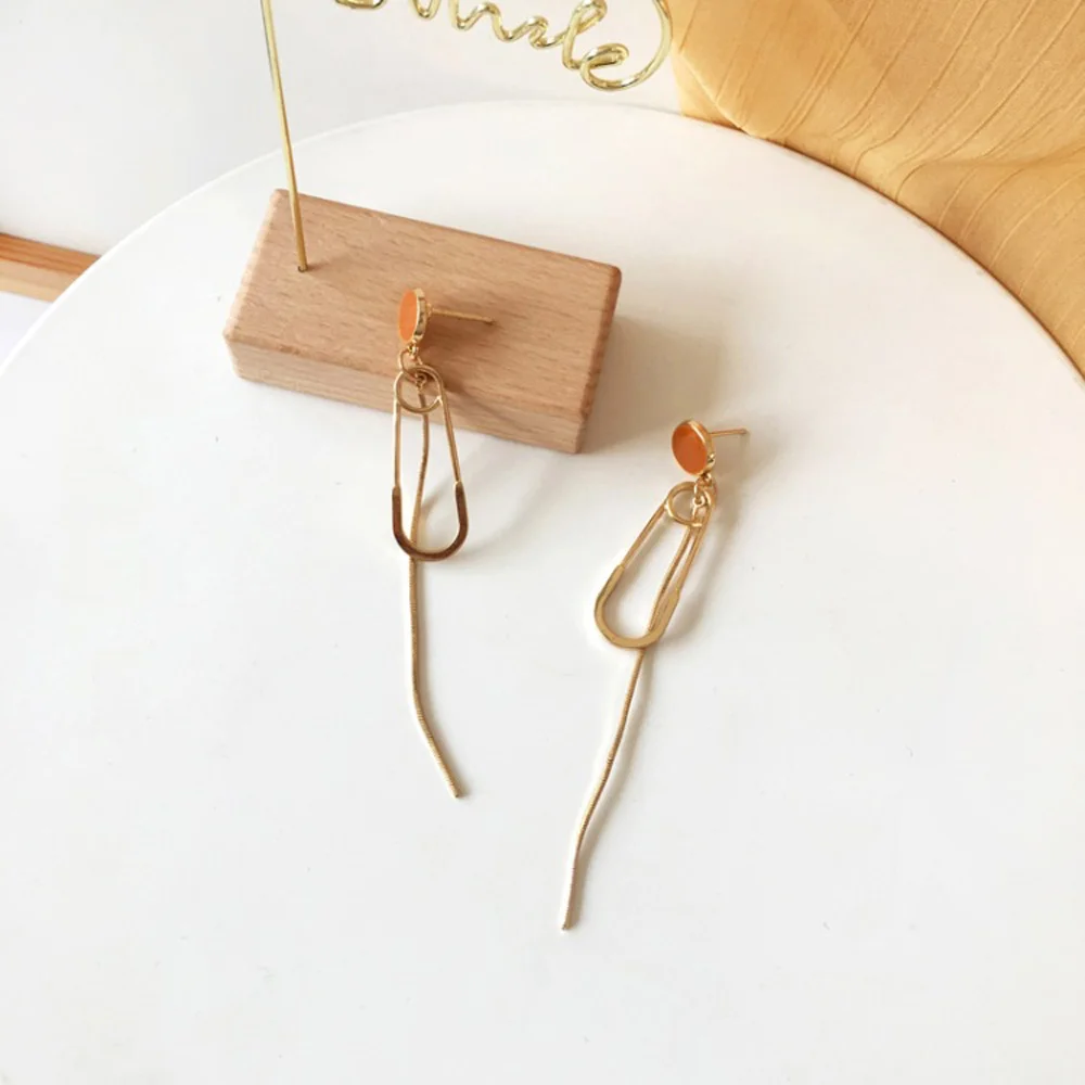 

Hip Hop Rock Long Chain Tassel Earrings Earrings Contracted To Restore Ancient Ways Punk Street Snap Stud earrings Jewelry Gifts