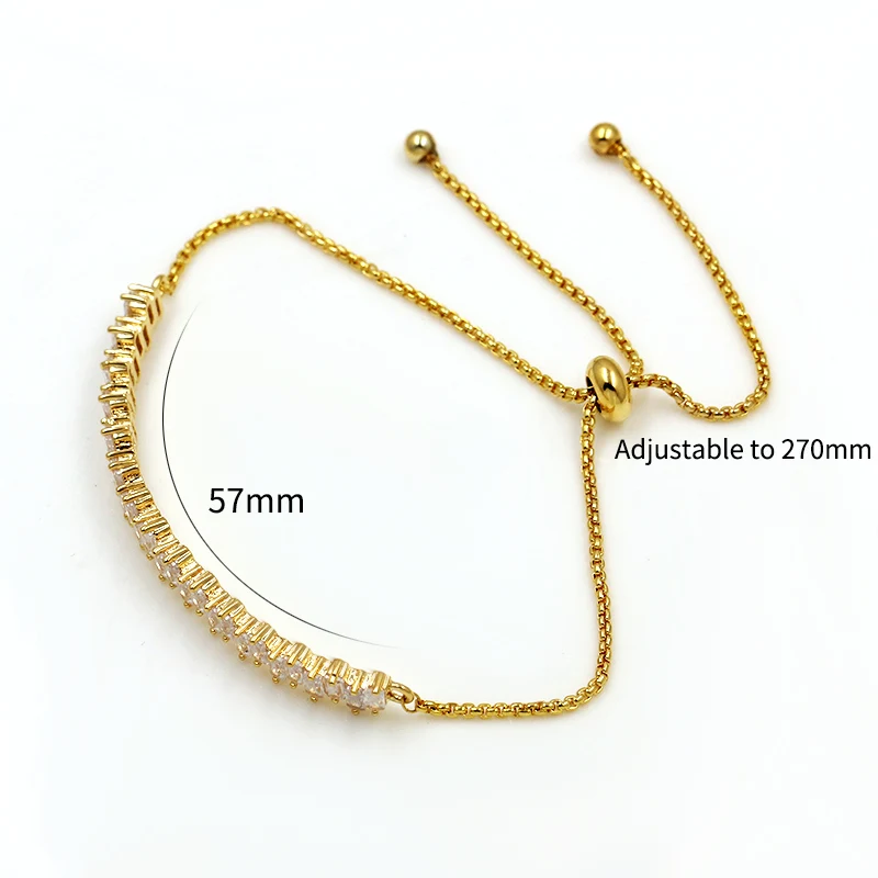 

Sparkling Rectangle Cubic Zirconia CZ Crystal Adjustable Bracelets for Women Bridesmaid Wedding Party