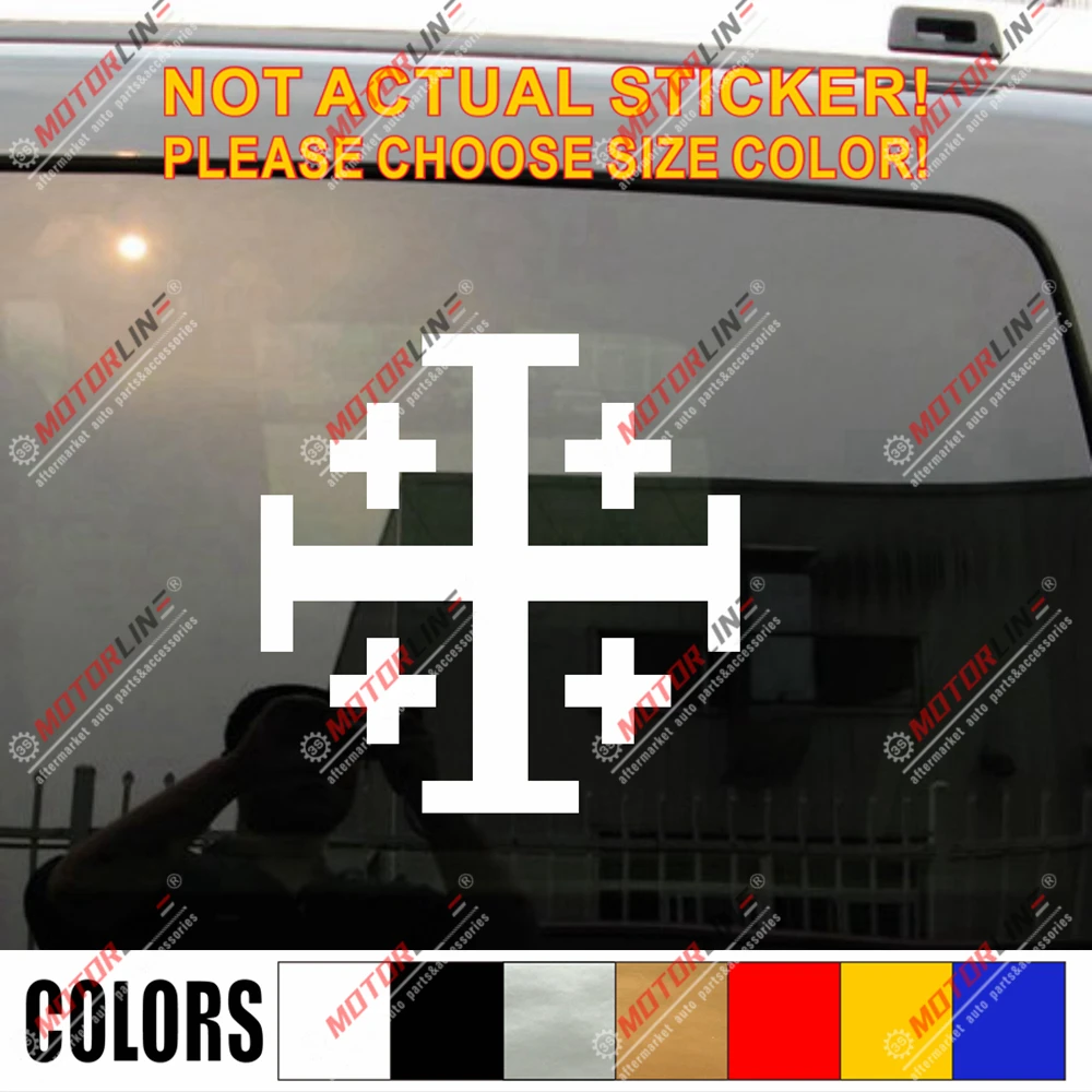 Наклейка на автомобиль Иерусалимский крест Виниловая наклейка с крестом в виде