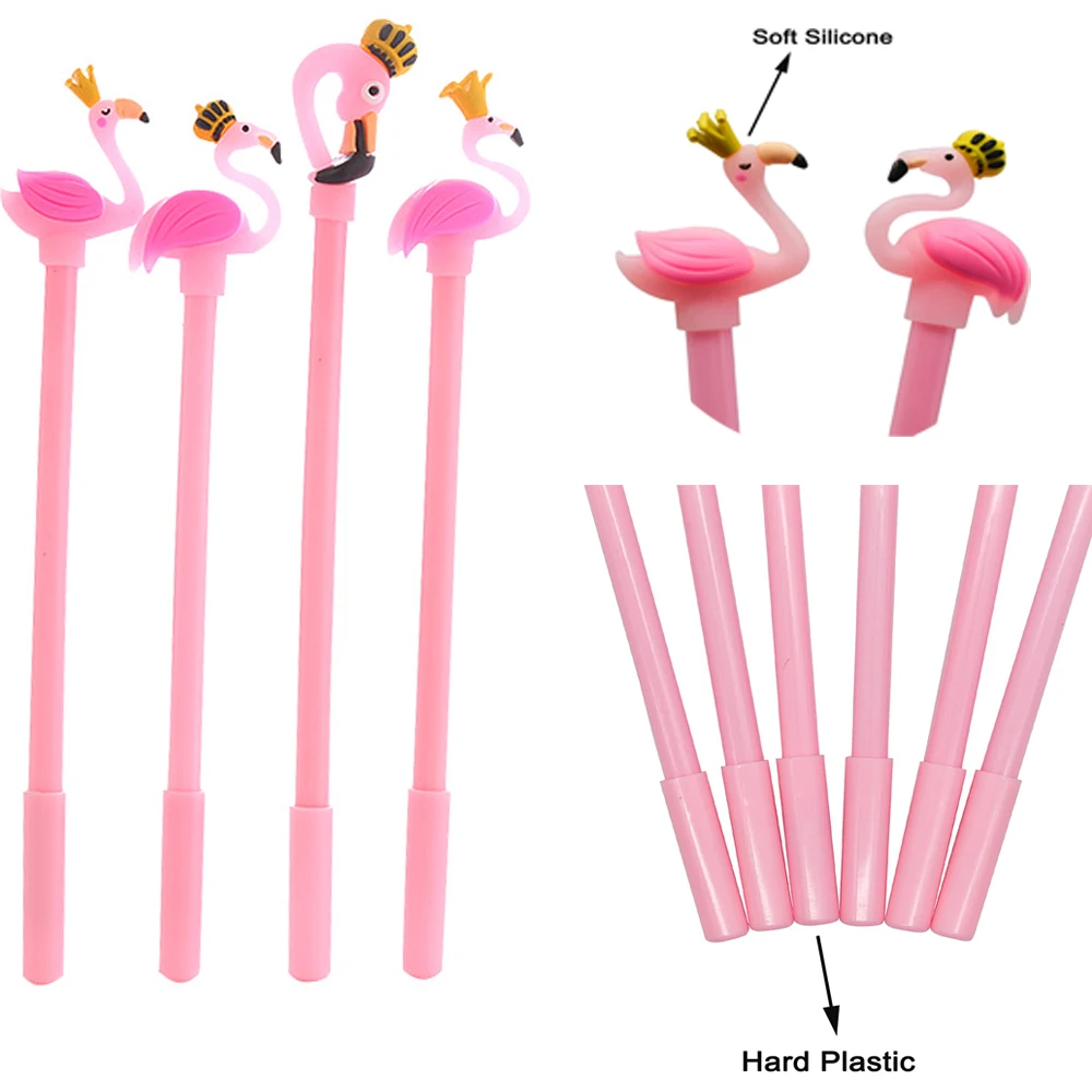 

100 шт., гелевые ручки с рисунком фламинго