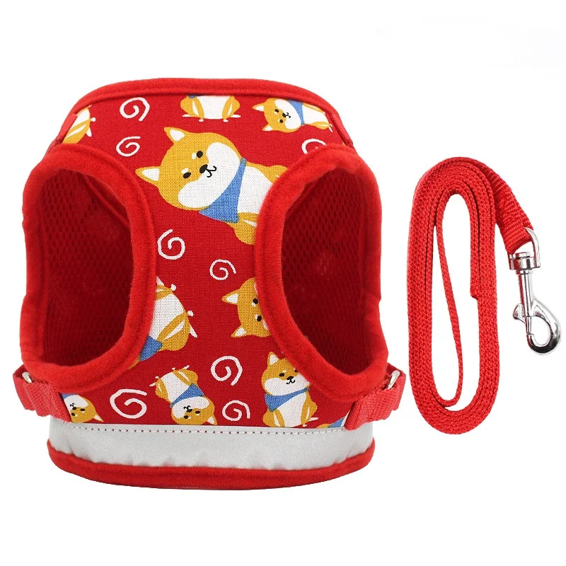 

Dog Harness with Leash Dog Reflective Vest for Small and Medium Dog Puppy Outdoor Walking Vest Collar Chihuahua Terier Schnauzer
