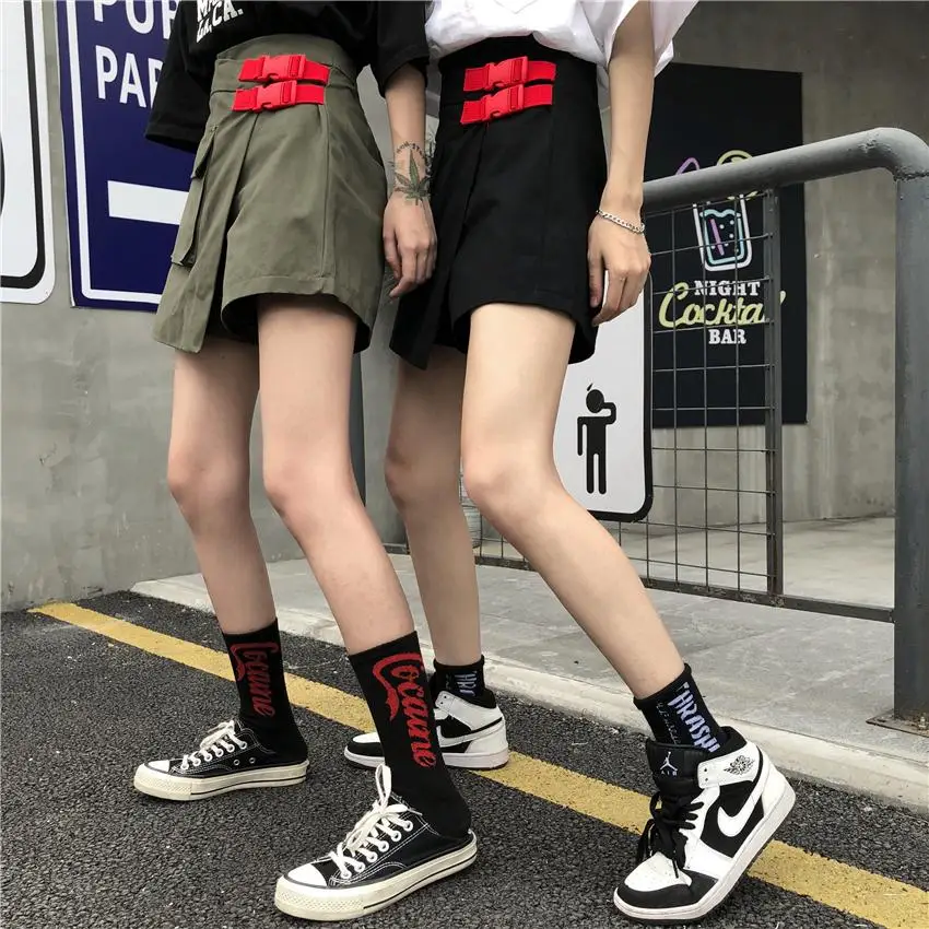 

HED Shorts Women Solid Retro Ladies Harajuku BF Cargo Short Womens Street Leisure Couple Trendy Irregular Large Pocket