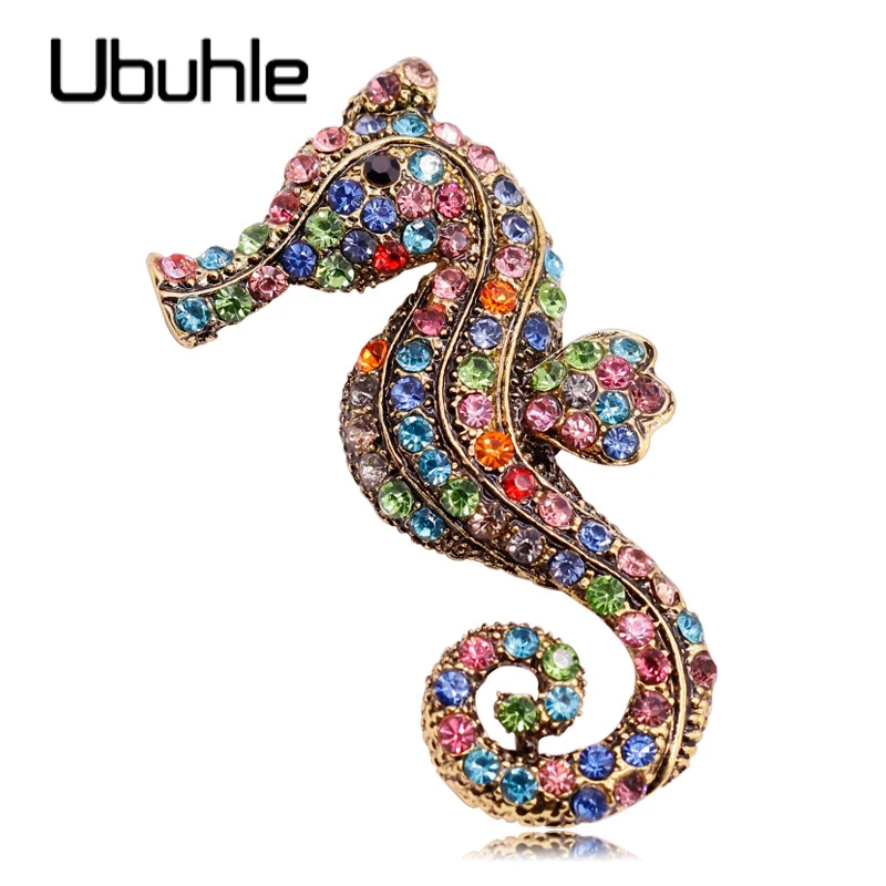 Модные хрустальные стразы морская лошадь брошь милые морские животные броши для