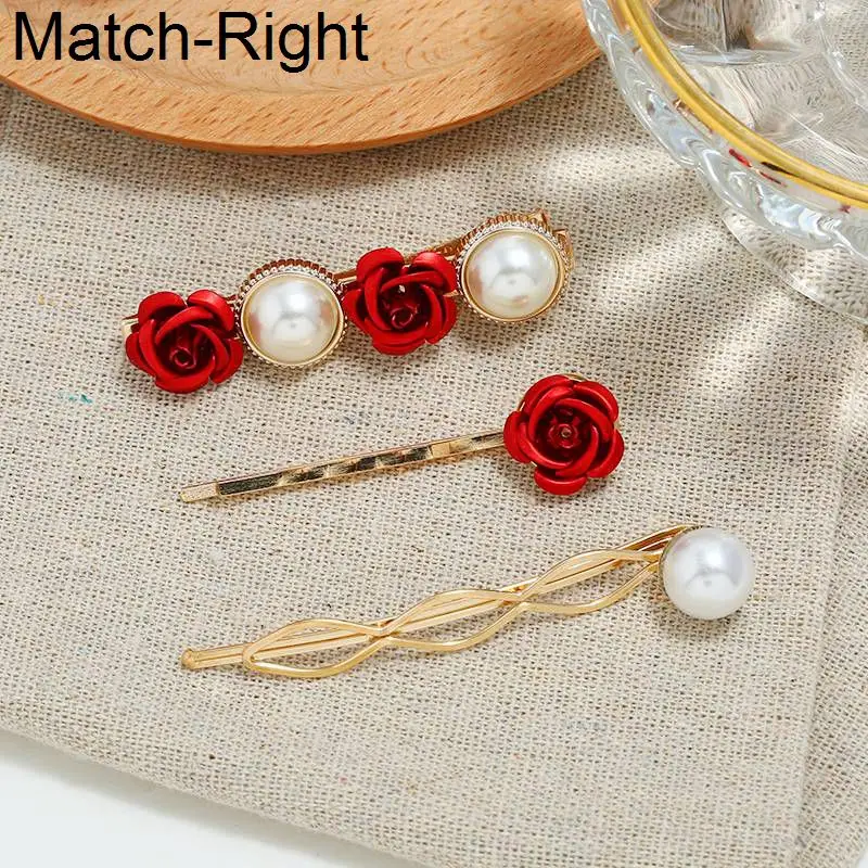 Металлическая заколка для волос Match-Right 3 шт./компл. жемчужная аксессуары KK297 |
