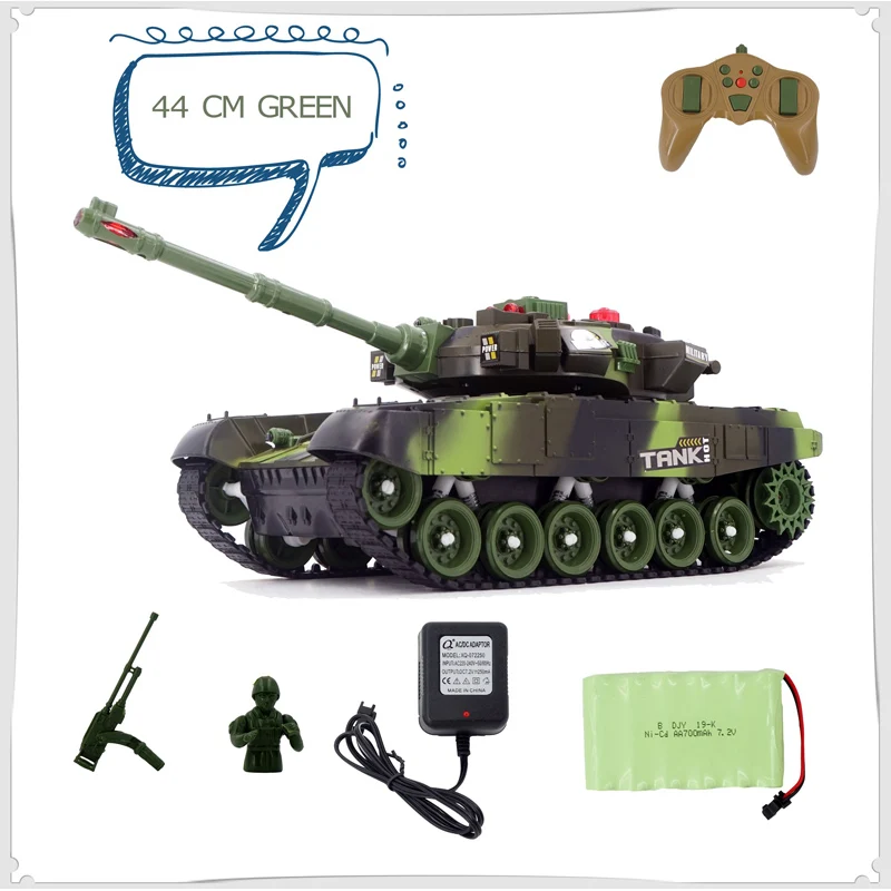 Green 44cm Радиоуправляемый Танк 44 см радио война монстр грузовик Военные боевые Основные Танки трек скалолазание автомобиль против игрушек - Color: Green 44cm