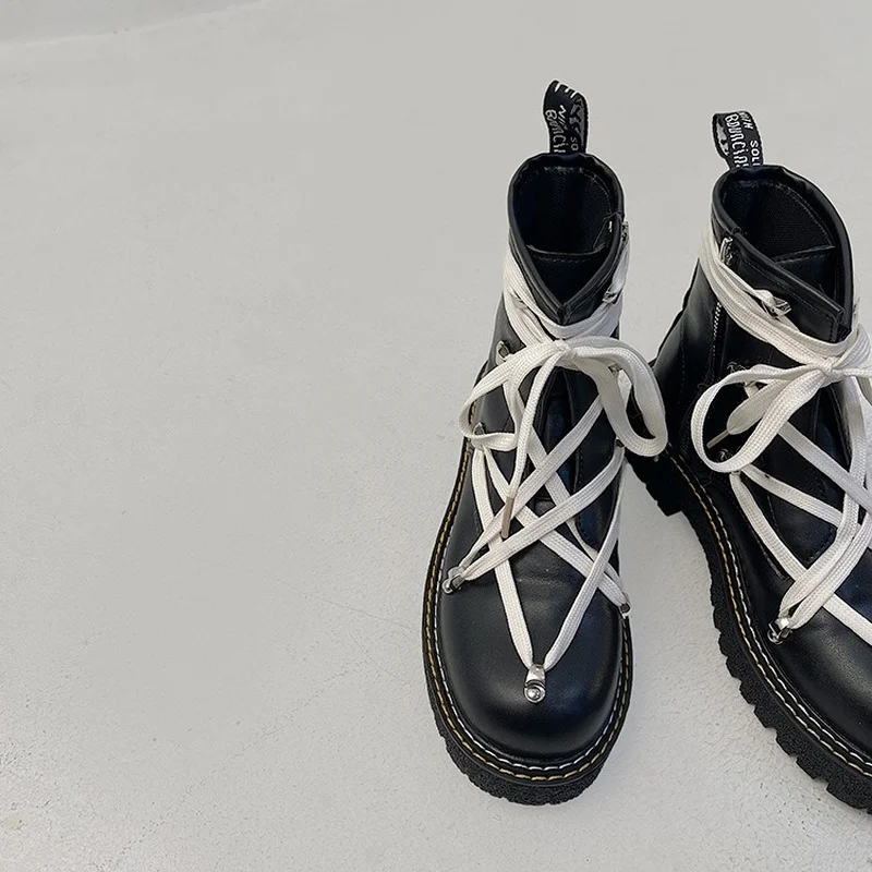 

Booties Ladies Martin Boots Women 2021 New Height Korean Motorcycle Boots Round Head Handsome Retro Short Boots Women