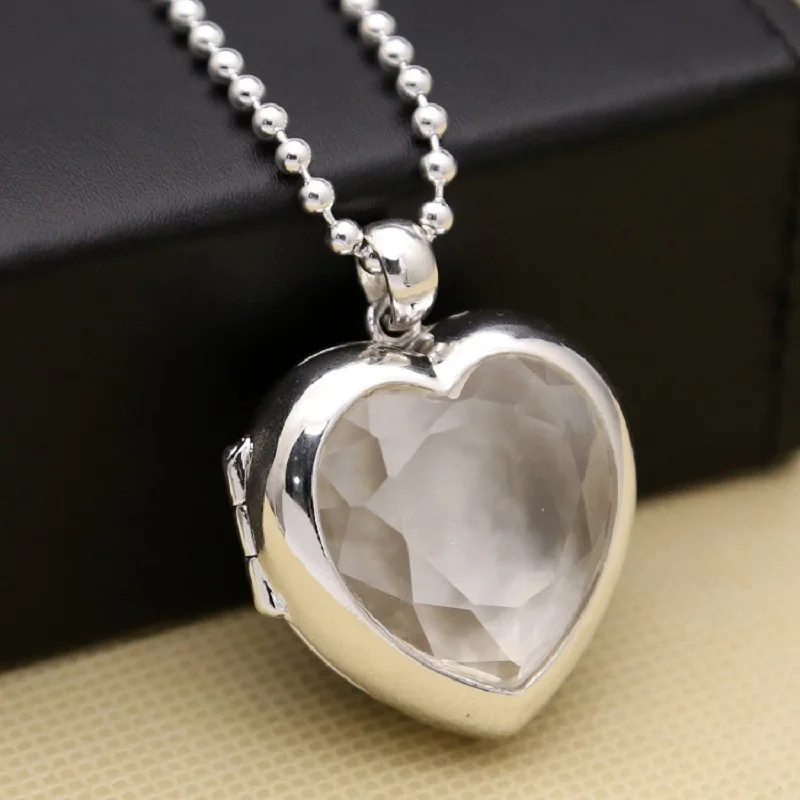 

100% 925 Sterling Silver Heart Box Diamonds Pendant Creative Personality Album Thai Silver Fine Jewelry For Men Women Gifts