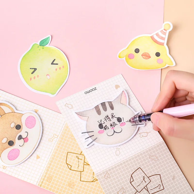 Kawaii Fat Doodle серии кошка персик динозавр N Times Набор стикеров для заметок страница Флаг Закладка Школа Офис Канцелярские Принадлежности