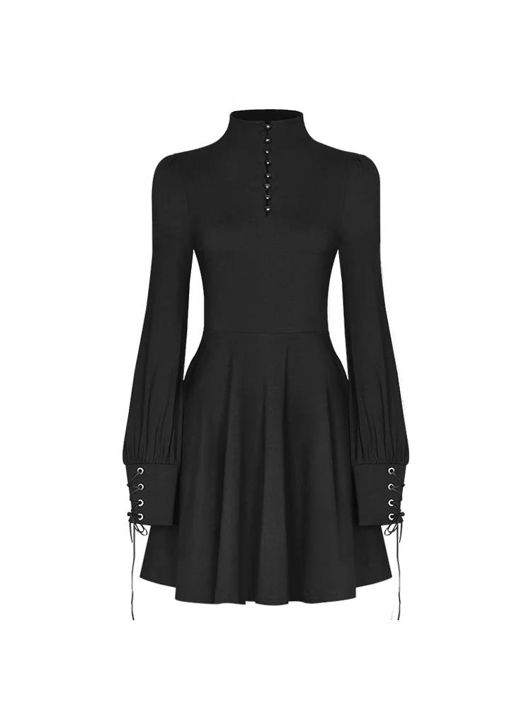 Женское винтажное платье в стиле Панк RAVE готическое черное трапеция с длинным