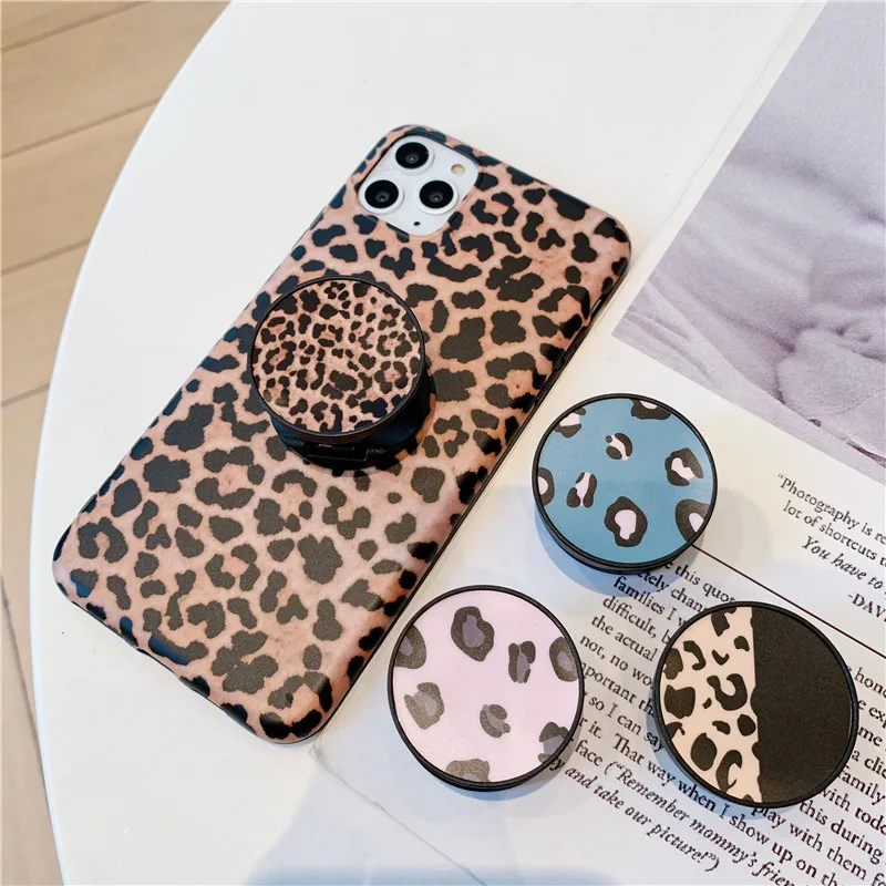 Роскошный Леопардовый складной держатель-подставка для телефона iphone 11 pro XS Max Pad