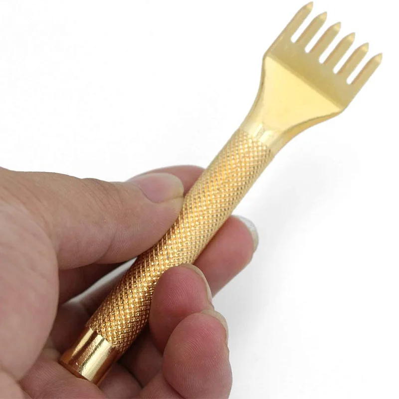 Golden Leather Punching Tools Tool steel 4mm 1/2/4/6 Prong DIY Diamond Lacing Stitching Chisel Set Craft Kits | Дом и сад