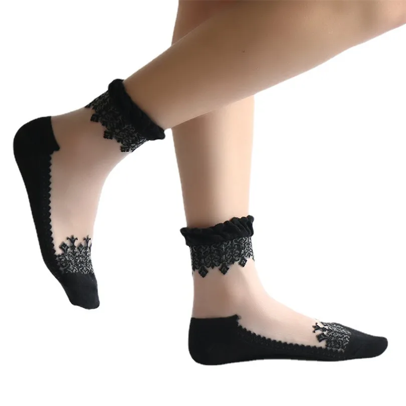 Носки женские VISNXGI кружевные прозрачные тонкие тонкий носок 2021 | Женская одежда