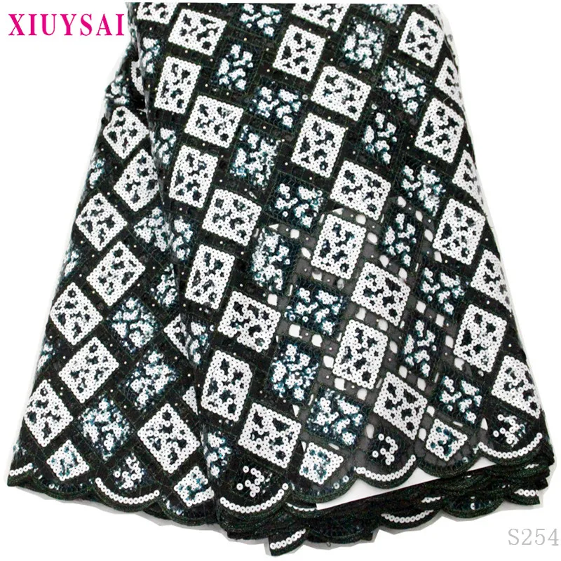 2020 африканский тюль с блестками кружева органза кружевная ткань Зеленый
