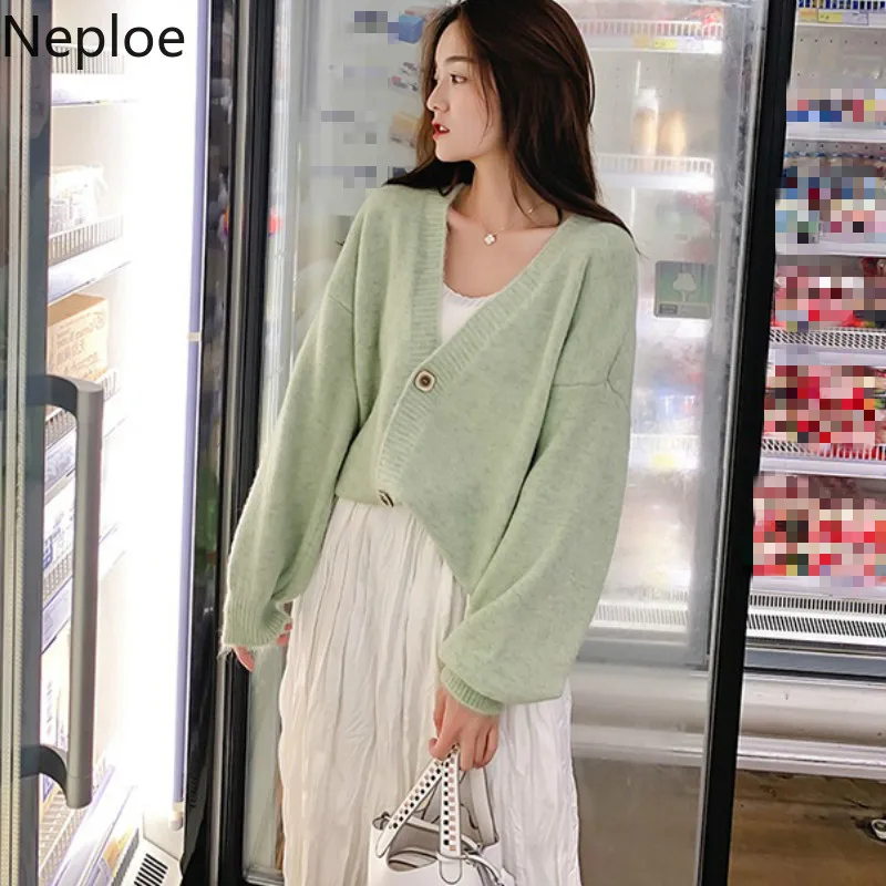 Neploe Корейский Осенний Свободный вязаный свитер в стиле Crazy style с v-образным