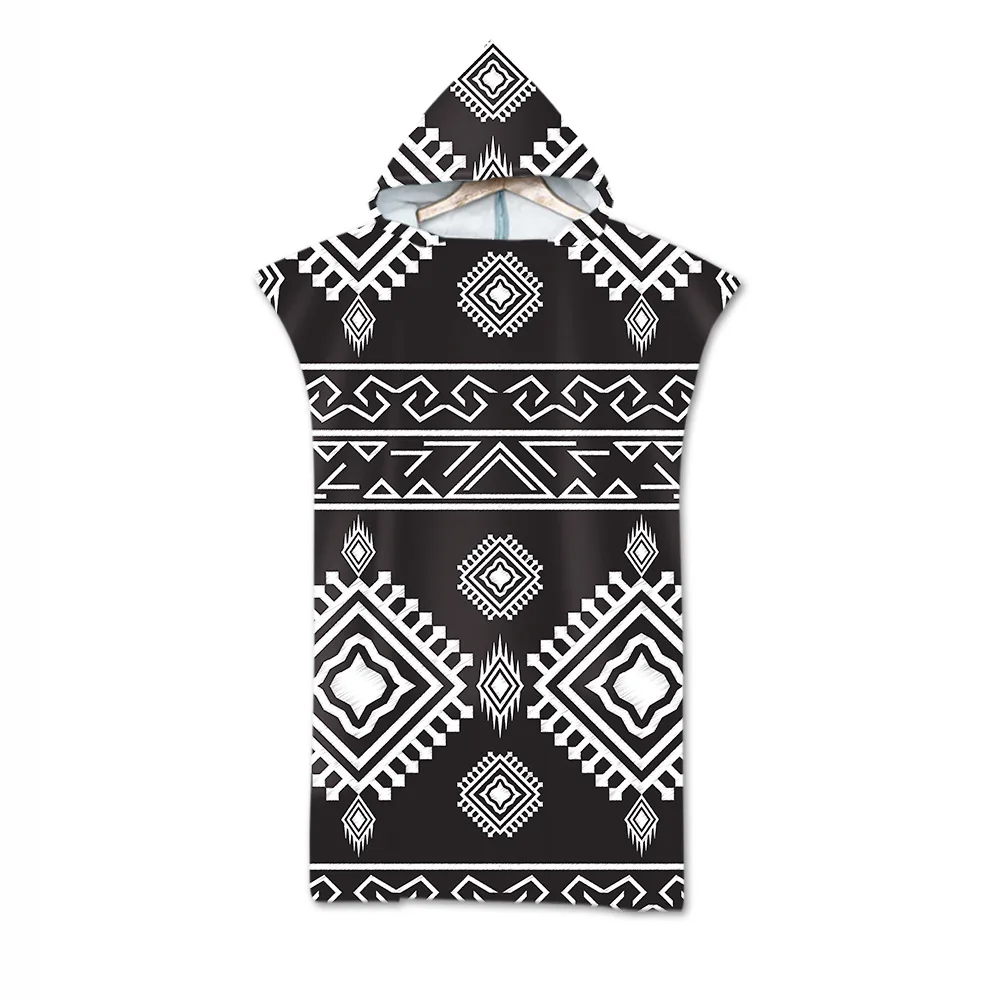 

Банное полотенце из микрофибры с геометрическим рисунком для взрослых, пляжное полотенце, сменный халат, плащи, банное полотенце с капюшоно...