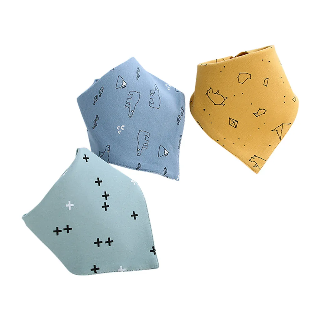 TELOTUNY Baby Saliva Towel Bib Bibs Boys Girls Feeding Newborn Cotton Triangle Scarf 3 Pencil Bears | Детская одежда и обувь