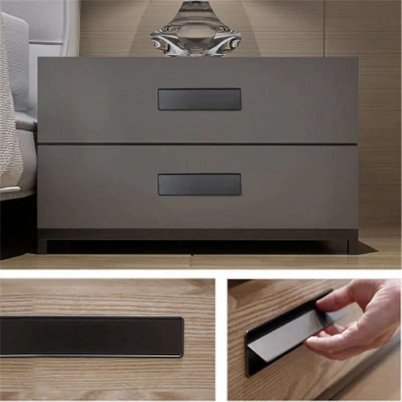 

Nordic modern minimalist concealed embedded drawer stealth handle wardrobe concealed zinc alloy handle