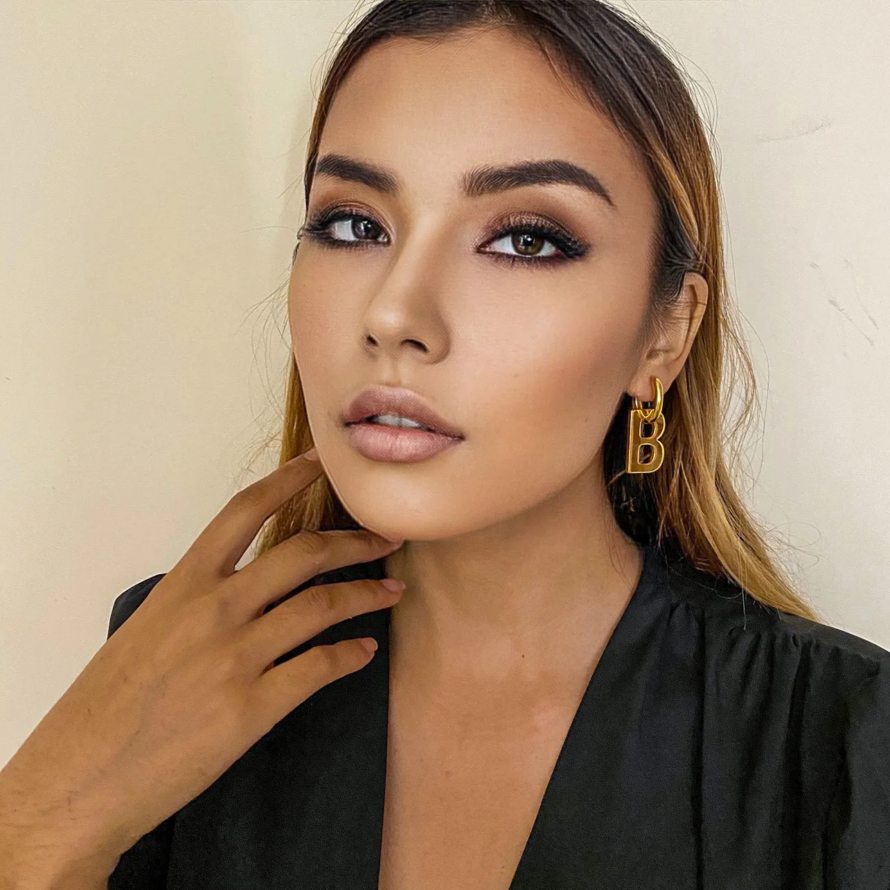 

New Stainless steel real gold plated Fashion Punk alphabet Letter Earrings Geometric Oval Vintage Hoop Earrings ForJewelry