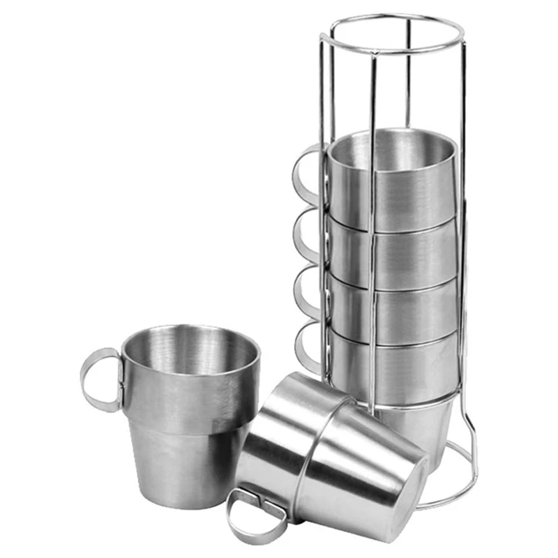 

ELOS-6 шт Кофе кружка с двойными стенками Вакуумный кемпинг стакан для пива вина сока Чай Кофе водой подстаканник и сумка для хранения