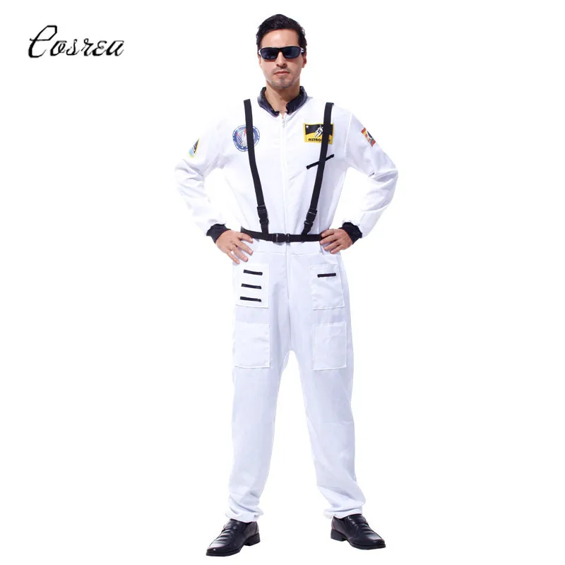 

Space Suit for Men Adult Plus Size Astronaut Costume Pilot Costumes 2019 New Arrival Halloween Costume One Piece Jumpsuit