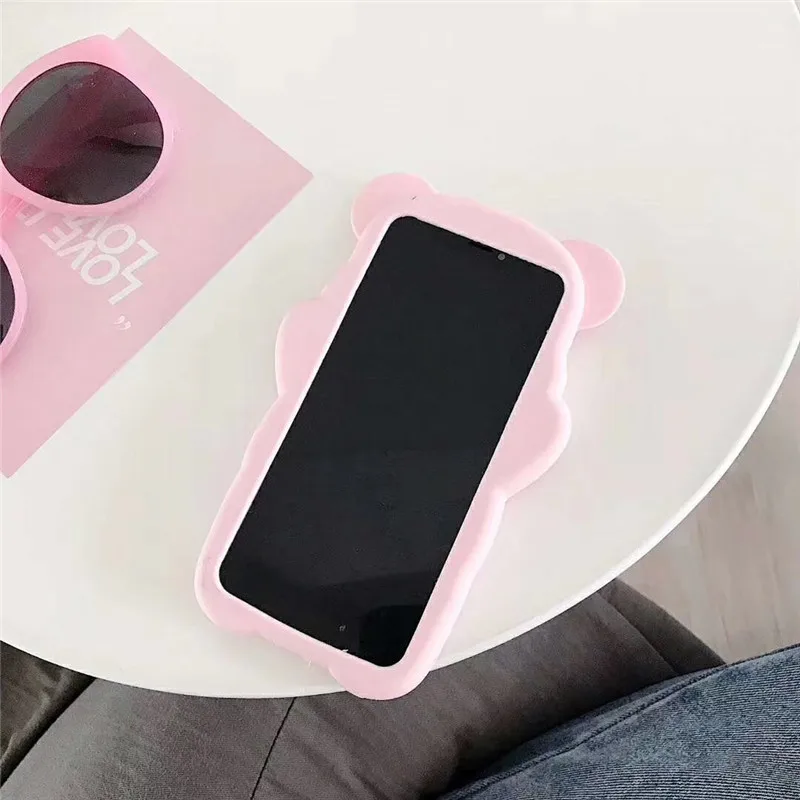 Милые 3D чехлы с мультяшным медведем мягкий чехол-накладка для iPhone 6 6s 7 8 Plus X XS XR XSMAX