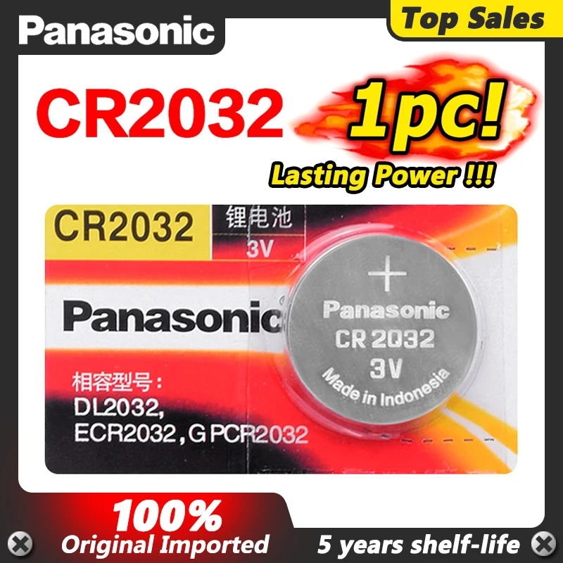 PANASONIC 1 шт. 3 в Cr2032 2032 кнопочный элемент монета литиевые часы батареи для слухового