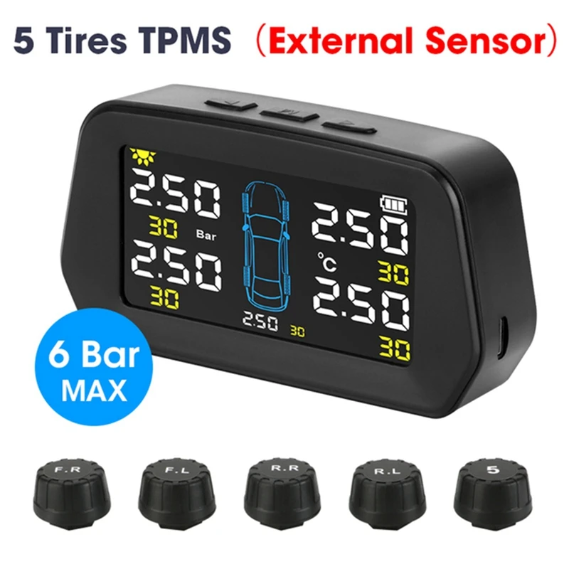 Автомобильный датчик давления в шинах TPMS внешний на солнечных батареях система