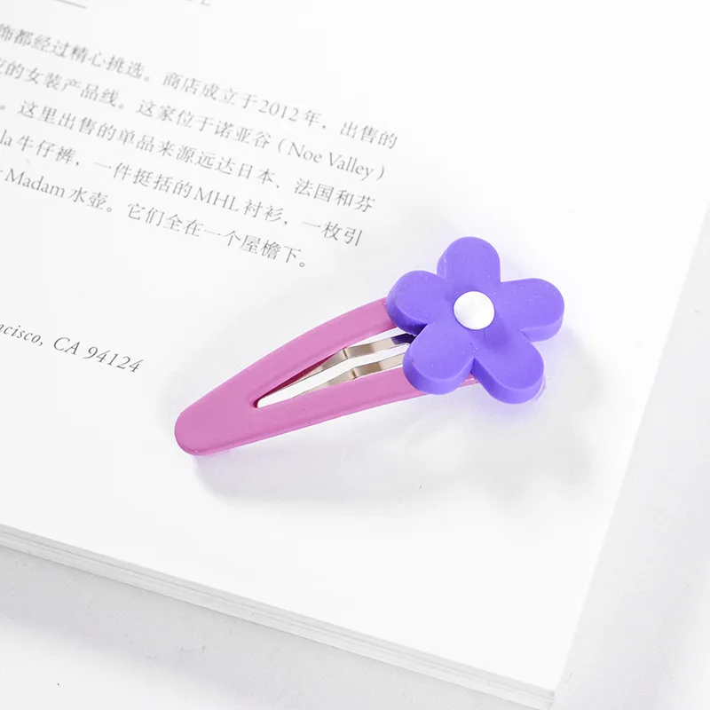Purple Заколки для волос для маленьких девочек яркие цвета цветок шпильки зажимы для волос Утконос головные уборы милые аксессуары для волос заколки для волос для девочек вечерние - Цвет: Purple