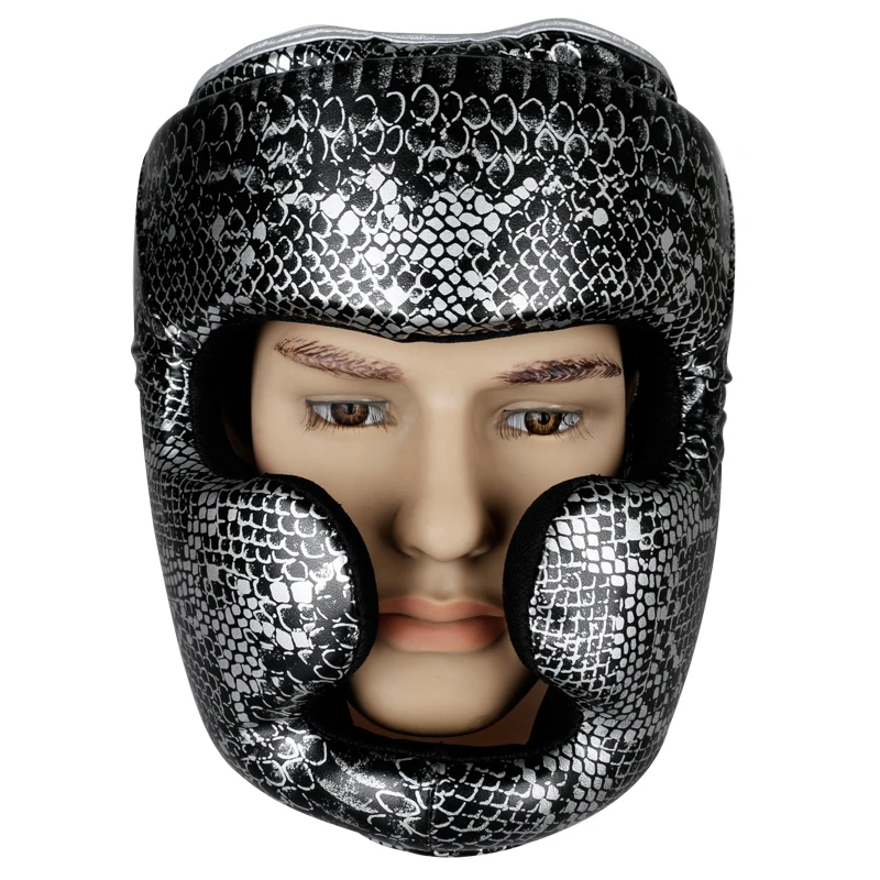

Boxing Head Guard Boxing Headgear MMA Protector Headgear Men and Women Boxing Sanda Helmet Snakeskin print